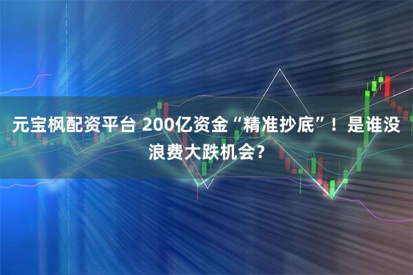 元宝枫配资平台 200亿资金“精准抄底”！是谁没浪费大跌机会？